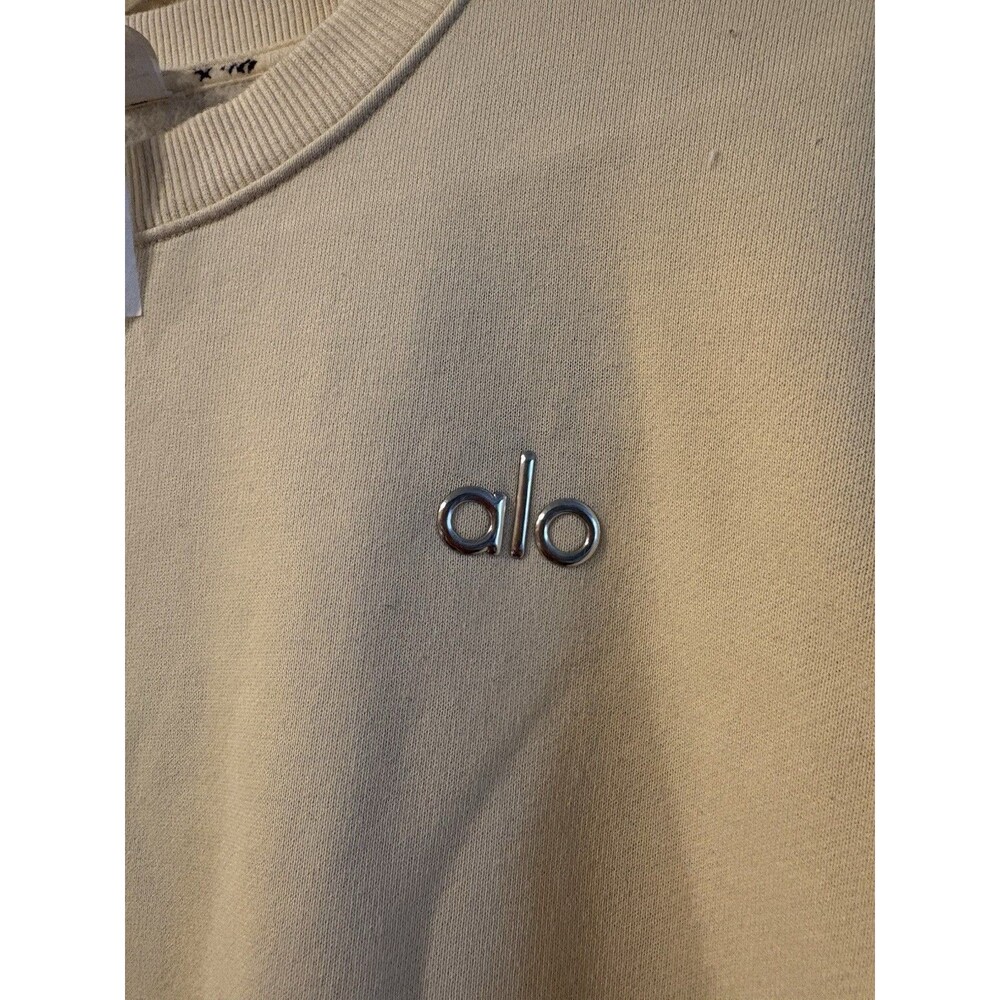 Alo Yoga Crewneck Sweatshirt Women’s L Beige Cream Oversized Pullover Logo - Picture 2 of 4